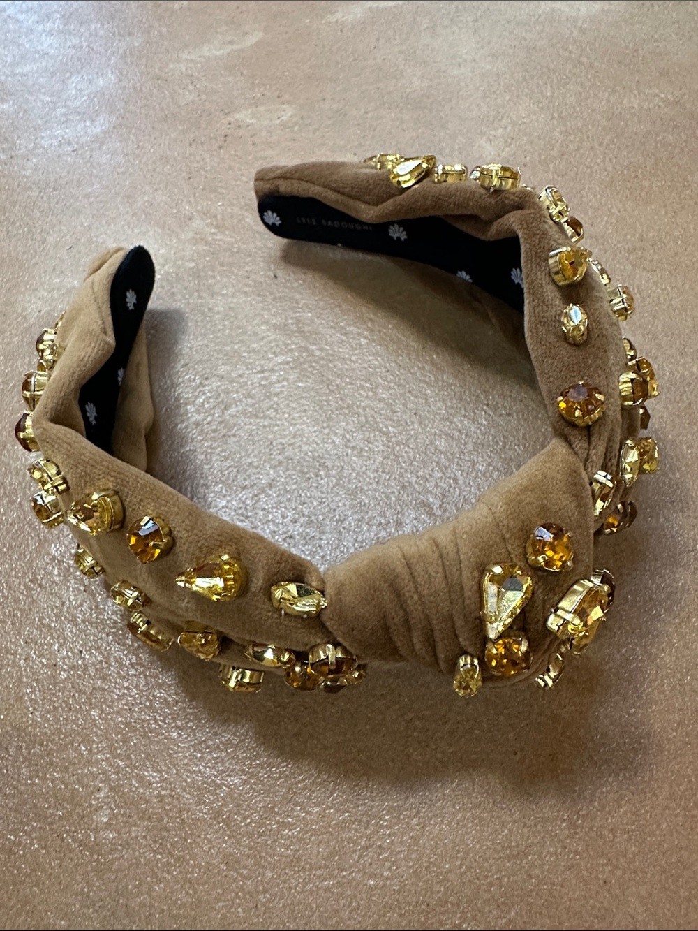 Lele Sadoughi NWT Knotted Candy Jeweled Velvet Camel Headband